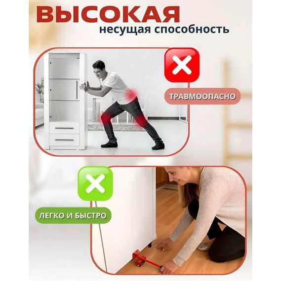 Набір для переміщення меблів та великогабаритних предметів Moving Helpers (червоний, 5 предметів) AJ-86 | Зображення 6