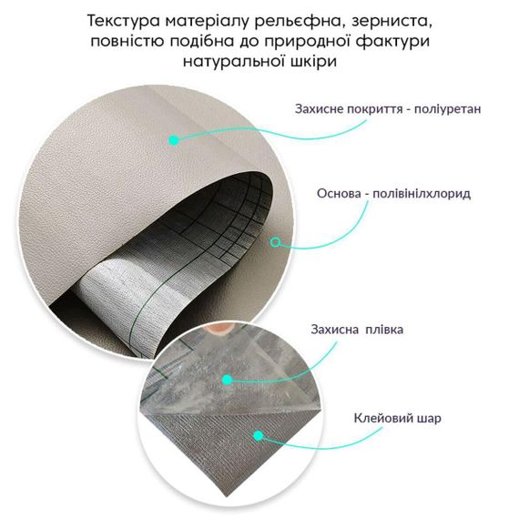 Самоклейна екошкіра в рулоні 1.37*1m*0.5mm Світло-сірий (D) SW-00001373 | Зображення 2