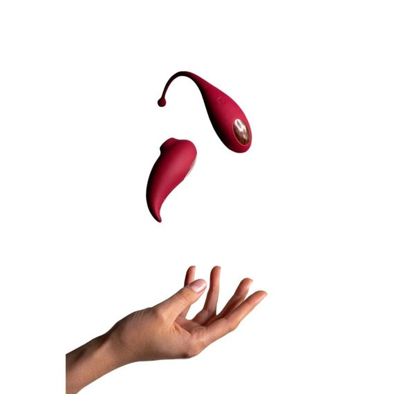 Набір смарт-вібраторів Adrien lastic Inspiration кліторальний вакуумний стимулятор+віброяйце, червоний sexstyle | Зображення 1