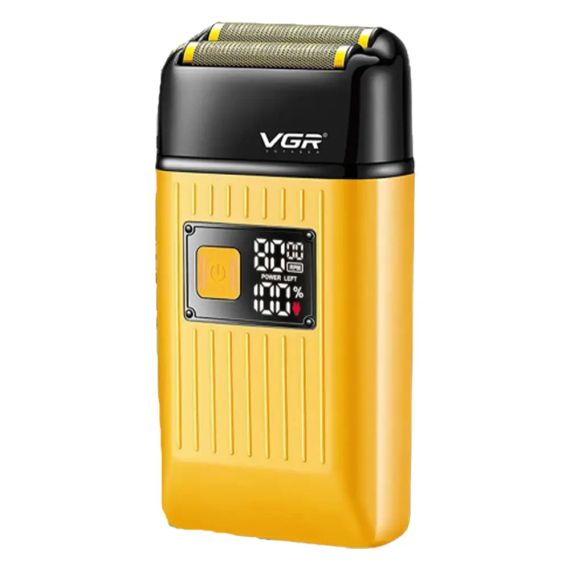 Електробритва шейвер VGR V-357 з USB і LED-дисплеєм, Жовта/Акумуляторна бездротова чоловіча бритва | Зображення 6