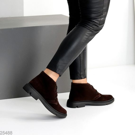 Модні практичні низькі черевики натуральна замша колір Шоколад | Зображення 5