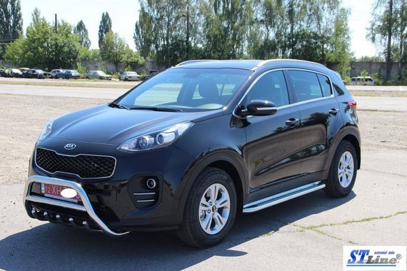 Боковые подножки KB001 (2 шт, нерж) 60 мм для Kia Sportage 2015-2021 гг | Зображення 4