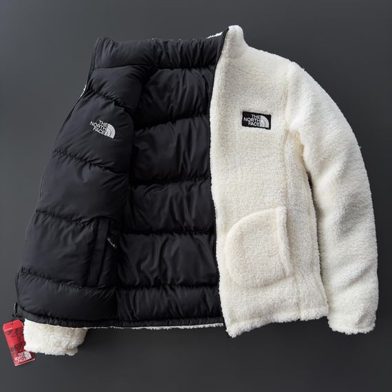 Двостороння куртка унісекс The North Face чорна плащівка та біла тедді | Зображення 1