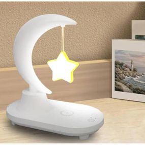 Нічник Місяць та Зірочка з бездротовою зарядкою для телефону та колонкою TB-35SLIWBT Білий