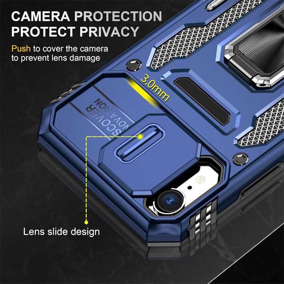 Ударопрочный чехол Camshield Army Ring для Apple iPhone XR (6.1") Синий / Navy | Зображення 3