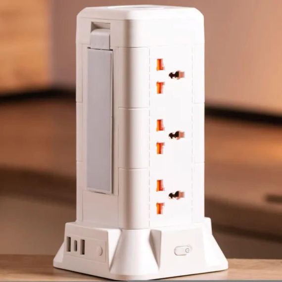 Мережевий фільтр подовжувач 2.8 м з лампою на 9 універсальних розеток з 2 USB, 1 Type-C, бездротова зарядка HP-5-5 | Зображення 2