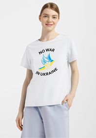 Футболка жіноча біла з принтом "Жовто-блакитний птах", XL