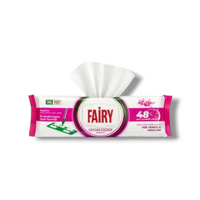 Вологі серветки для швабри Fairy Lilyum Çiçeği — Змінні насадки для прибирання з ароматом квітки лілії, 50 шт.