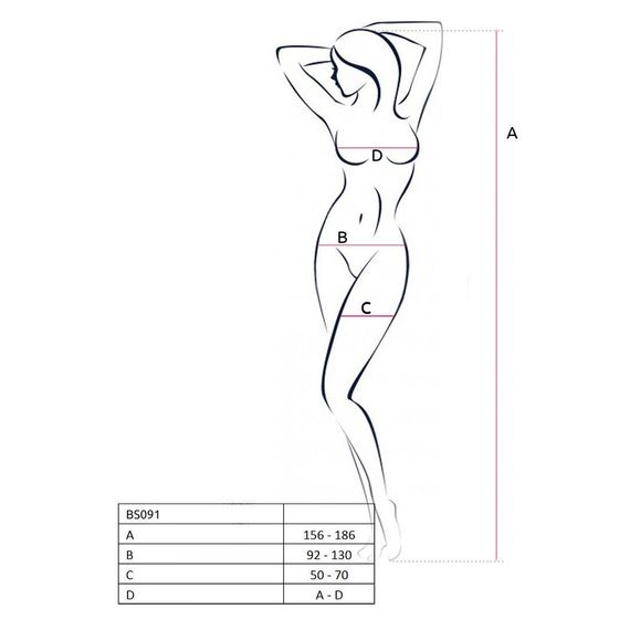Бодістокінг у дуже велику сітку Passion BS091 white, з доступом, One size | Зображення 2