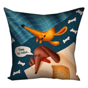 Подушка габардинова з принтом Time to relax… 50x50 (5P_DOG085)
