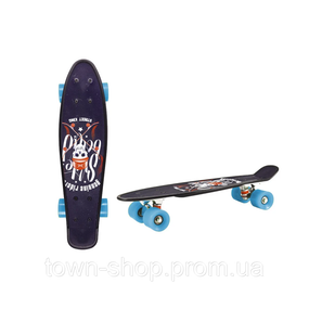 Детский скейт, пенни борд 22" SC20402 (RL7T) Skull, PU колеса, дека 56*15 cm Синий