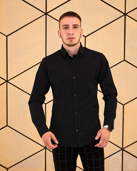 Рубашка классическая черный горох S XL | Зображення 3