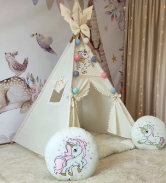 Вігвам ,дитячий домік Unicorn БОН БОН на молочному  Повний комплект!( коврик Бонбон+подушки) Індивідуальний набір | Зображення 2