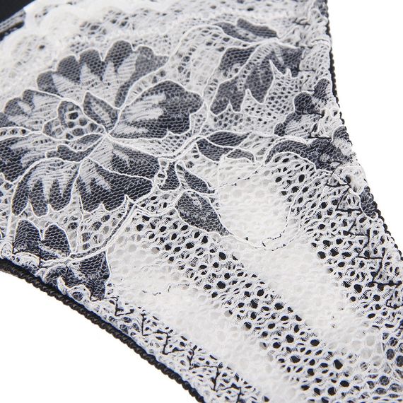 Комплект білизни мереживної Star Night з квітковим принтом, чорно-білий, 3XL-4XL Sex Aura | Зображення 7