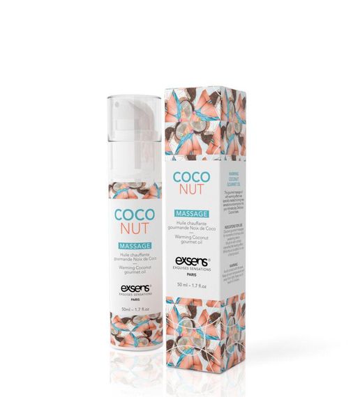 Масажна олія EXSENS Coconut 50 мл розігріває, без цукру, без парабенів, їстівне Sex Aura