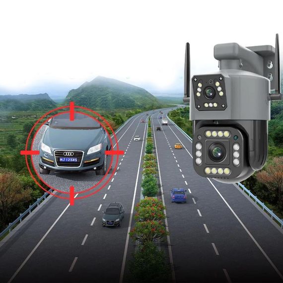 Уличная IP камера видеонаблюдения с 2 объективами, 8Мп, Qettopo V380 / Поворотная двойная WiFi камера с ночной | Зображення 1