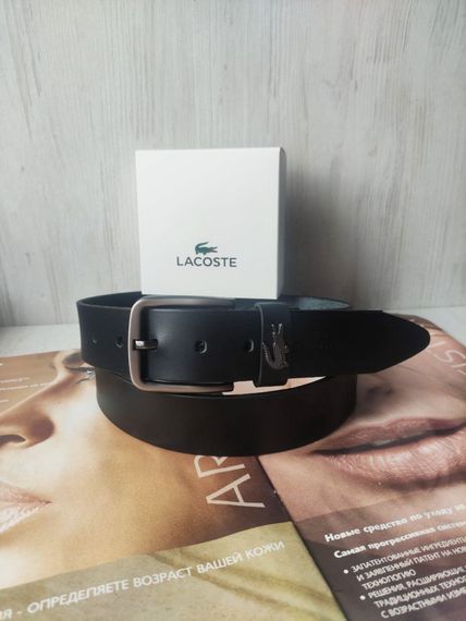 Мужской кожаный ремень Lacoste, черный | Зображення 2
