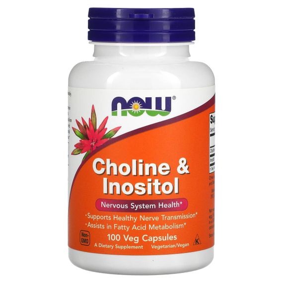 Холін і інозитол, Choline Inositol, Now Foods, 500 мг, 100 вегетаріанських капсул
