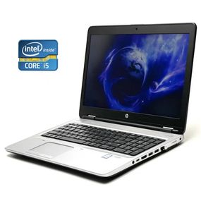 Ноутбук HP ProBook 650 G3 / 15,6" (1920x1080) TN / Intel Core i5-7200U (2 (4) ядра по 2,5 - 3,1 ГГц) / 8 ГБ DDR4 / 256 ГБ SSD / Intel HD Graphics 620 / WebCam / DVD-RW / Win 10 Pro б/в