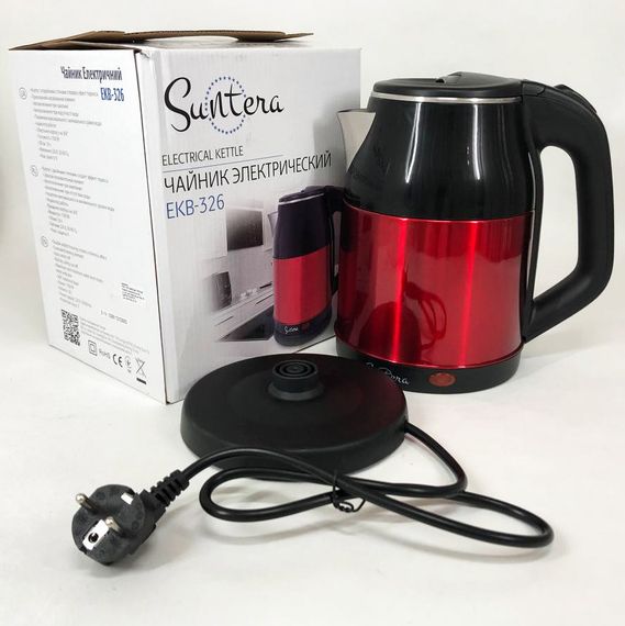 Електрочайник Suntera EKB-326R 1500 Вт 1.8 л/ Хороший чайник електричний / Чайник дисковий. Колір: червоний | Зображення 5