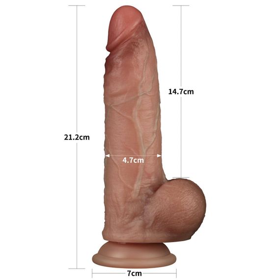 Товстий реалістичний член - LoveToy Sliding Skin Pro Dual Layer Silicone Dong 8.5" Flesh #1 | Зображення 8