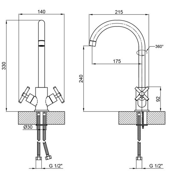 Змішувач для кухні Lidz Wind 013F, Nickel LDWIN013FNKS43390 | Зображення 1