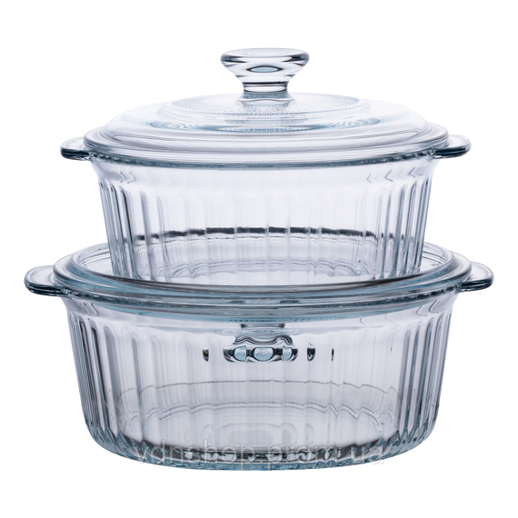 Форми для запікання набір 2 шт скляні з кришками круглі HP-34-26