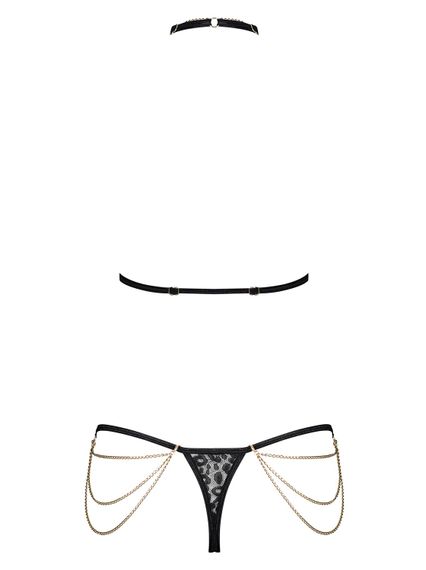 Комплект із ланцюжками Obsessive Pantheria 2-pcs set black L/XL, бюстгальтер, трусики, L/XL | Зображення 3