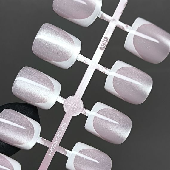 Гелеві тіпси для нарощення френч котяче око 150шт (рожевий квадрат) | Зображення 1