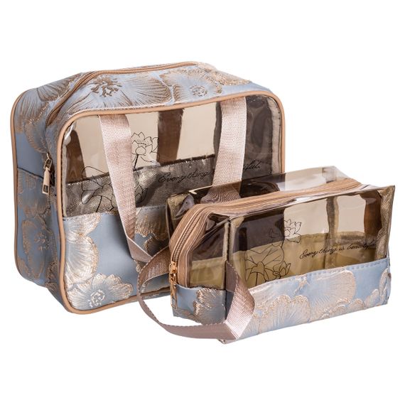 Набір прозорих жіночих косметичок2 (шт) Блакитний HP-16-1KBL