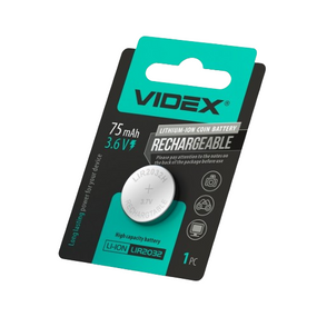 Акумулятор LIR2032 Li-lon 3,6V 75mAh (бл-1шт) Videx