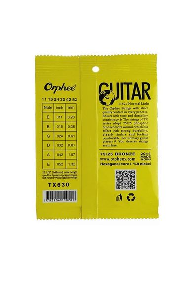Струны Orphee бронза бронзовые для акустической гитары 11-52 струни | Зображення 4