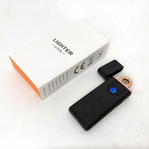 Електрозапальничка USB ZGP ABS, сенсорна електрична запальничка спіральна. VC-384 Колір чорний | Зображення 1