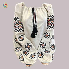 Рубашка Украинская вышиванка  32431 цвет серый размер S