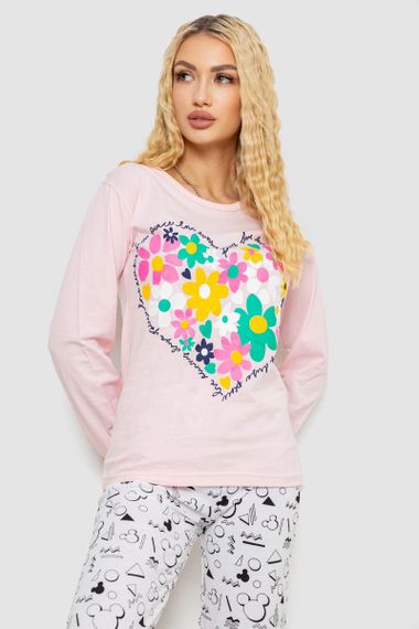 Пижама женская с принтом  -уценка, цвет розовый, 243R1051-U | Зображення 1