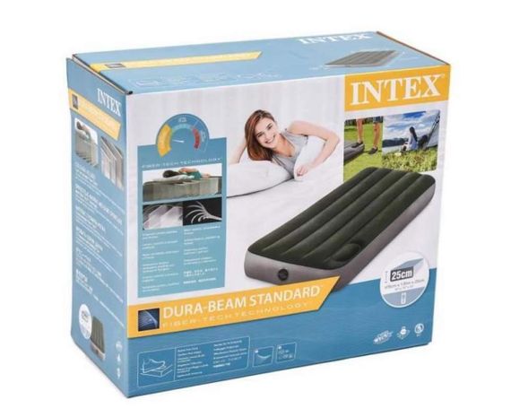 Надувний матрац з вбудованим ножним насосом Intex 64761 «Dura-Beam» (25*99*191) см, одномісний | Зображення 2