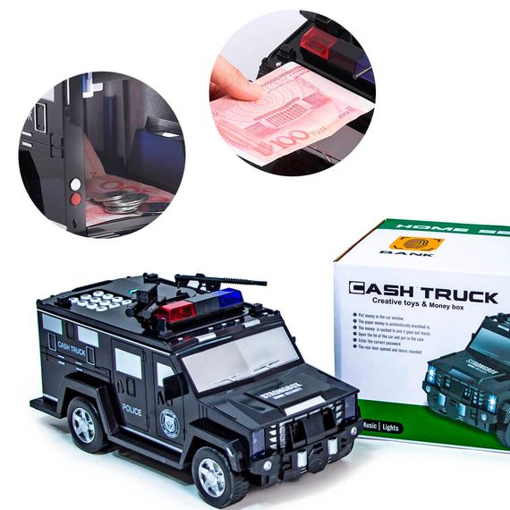 Дитячий сейф - скарбничка Поліцейська машина CASH TRUCK з кодовим замком та відбитком пальця | Зображення 1
