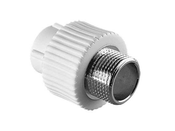 Муфта комбінована з зовнішньою різьбою PPR Ø20x1/2" білий колір ASCO® 40/160шт
