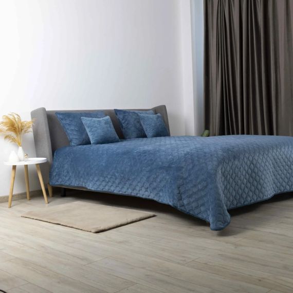 Покрывало двуспальное ТЕП Velour Ромб круглый 4-00517_22874 220х240 см синее | Зображення 3