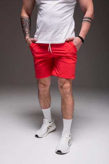 Мужские шорты из плащевки внутри с сеткой RA2031/1  цвет красный, размер L