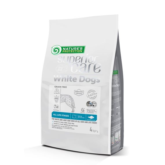 Корм Nature's Protection Superior Care White Dogs Grain Free White Fish All Sizes and Life Stages сухий із білою рибою для собак із білою вовною на всіх стадіях життя 4 кг