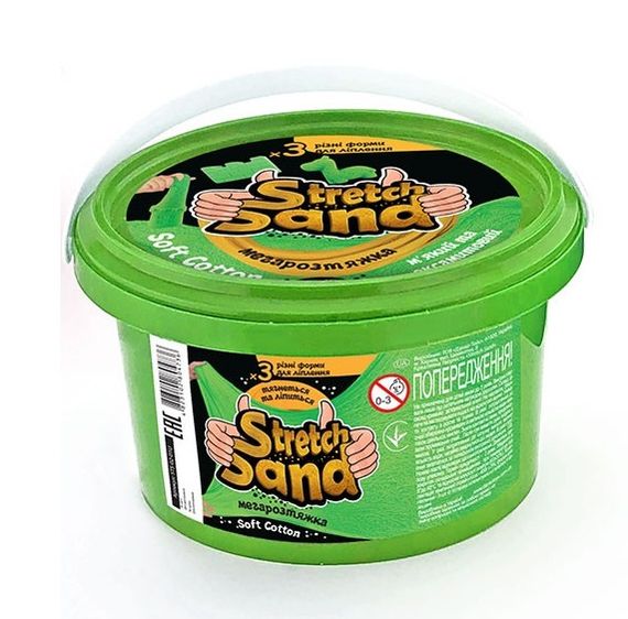 Кінетичний пісок "Stretch Sand" STS-02-01U Danko Toys 400 гр, у відрі (4823102804736) Зелений