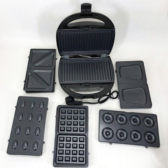 Мультипекар 6в1 зі знімними формами Domotec MS-7706, сендвічниця 4в1, домашній гриль для шаурми | Зображення 1