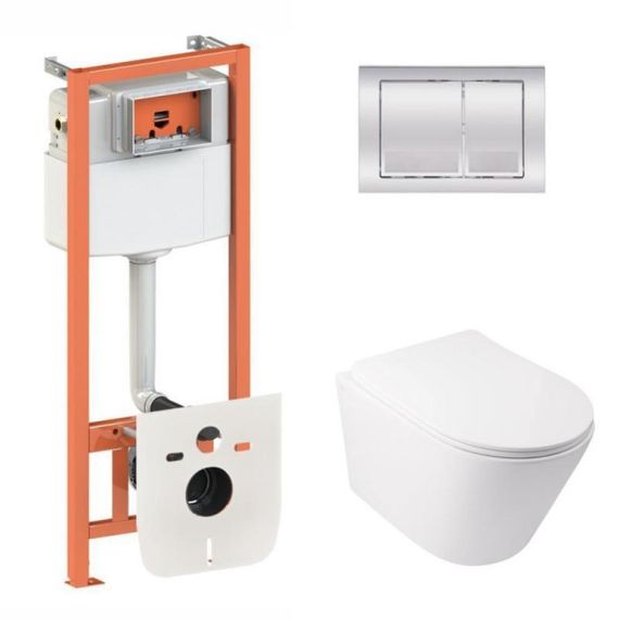 Готове рішення Qtap для ванної кімнати: підвісний унітаз Swan Ultra Quiet 485x360x320 + комплект інсталяції Nest 4 в 1