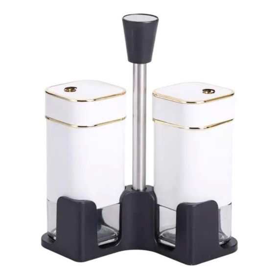 Набір для спецій на підставці 2 баночки для солі та перцю по 120 мл Білий HP-1311