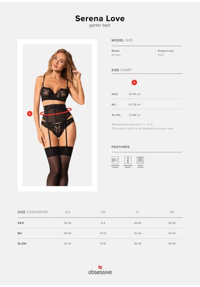 Пояс із підв'язками Obsessive Serena Love garter belt XS/S | Зображення 8