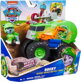 Paw Patrol Rescue Wheels Спасательный мусоровоз с водителем Рокки серии Мега колеса Щенячий патруль Оригинал