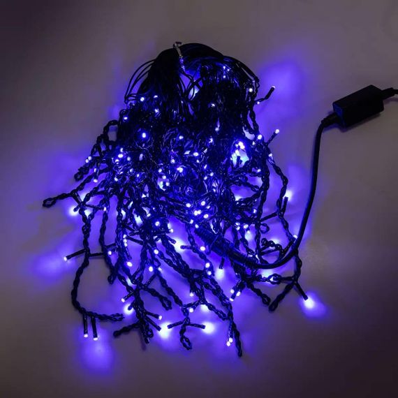 Вулична гірлянда бахрома 12(м) 200 led світлодіодів зовнішня блакитна чорний дріт | Зображення 9
