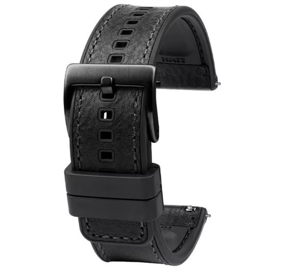 Ремінець Primolux Leather Silicone для годинника Amazfit Active Max / Amazfit Balance 2 - Black
