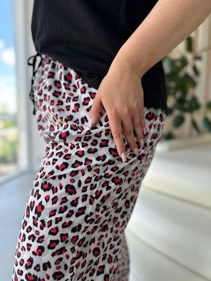 Чорна жіноча піжама з леопардовим принтом PLUS SIZE | Зображення 2